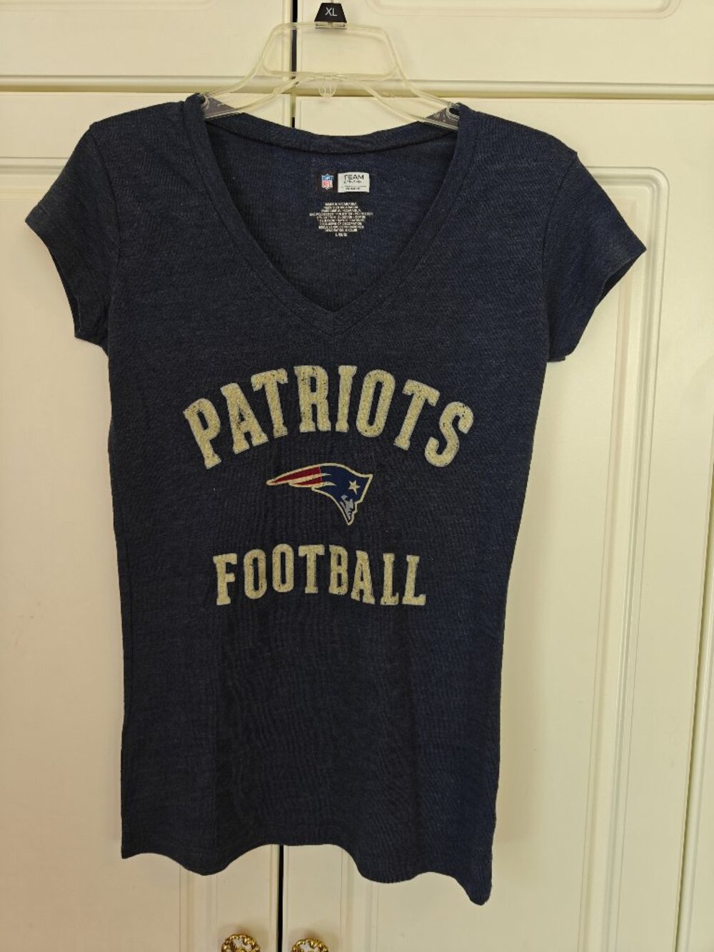 NFL Patriots Football Blue Women's Tee Shirt, Size Large, New